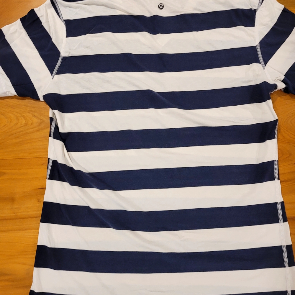 Lululemon Striped Navy and White T-Shirt